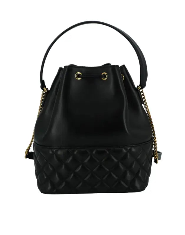 Versace Black Lamb Leather Bucket Shoulder Bag - Livre e Solta Fashion