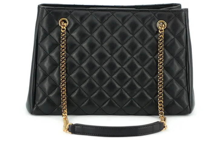 Versace Black Quilted Nappa Leather Medusa Tote Handbag - Livre e Solta Fashion