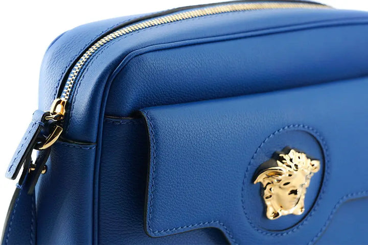 Versace Blue Calf Leather Camera Shoulder Bag - Livre e Solta Fashion