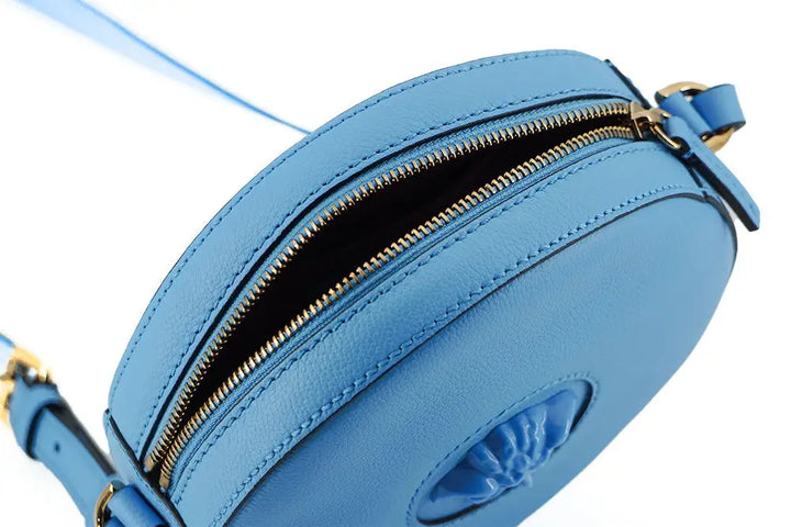 Versace Blue Calf Leather Round Disco Shoulder Bag - Livre e Solta Fashion