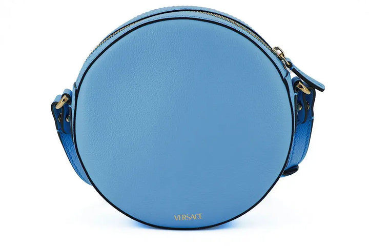 Versace Blue Calf Leather Round Disco Shoulder Bag - Livre e Solta Fashion