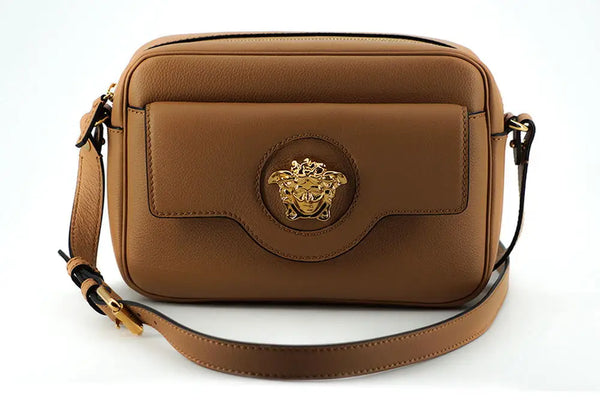 Versace Brown Calf Leather Camera Shoulder Bag - Livre e Solta Fashion