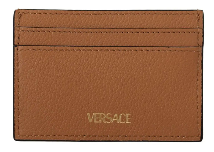 Versace Brown Calf Leather Card Holder Wallet - Livre e Solta Fashion