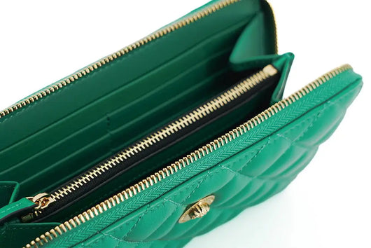 Versace Green Leather Long Zip Around Wallet - Livre e Solta Fashion