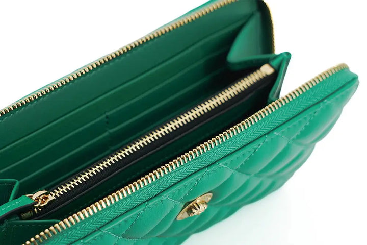 Versace Green Leather Long Zip Around Wallet - Livre e Solta Fashion