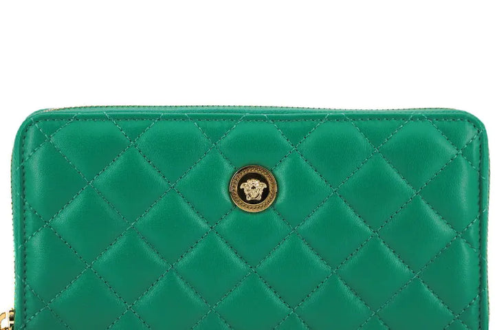 Versace Green Leather Long Zip Around Wallet - Livre e Solta Fashion