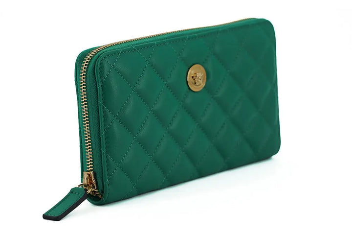 Versace Green Leather Long Zip Around Wallet - Livre e Solta Fashion