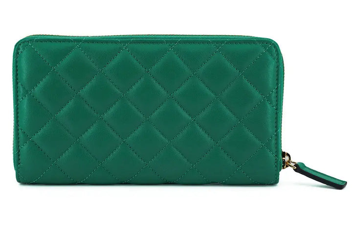 Versace Green Leather Long Zip Around Wallet - Livre e Solta Fashion