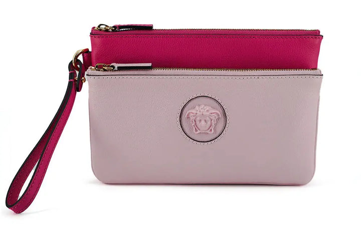 Versace Pink Calf Leather Pouch Bag - Livre e Solta Fashion