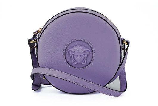 Versace Purple Calf Leather Round Disco Shoulder Bag - Livre e Solta Fashion