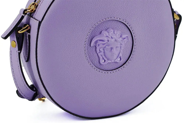 Versace Purple Calf Leather Round Disco Shoulder Bag - Livre e Solta Fashion