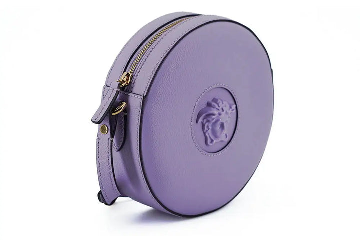 Versace Purple Calf Leather Round Disco Shoulder Bag - Livre e Solta Fashion