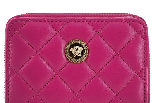 Versace Purple Nappa Leather Bifold Zip Around Wallet - Livre e Solta Fashion