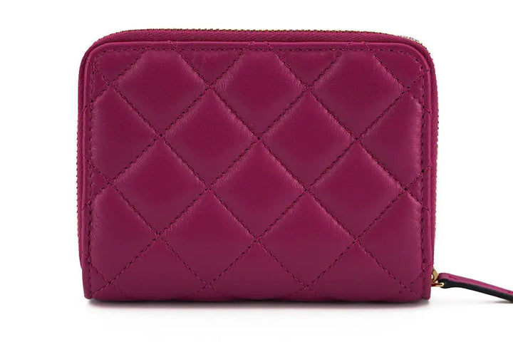 Versace Purple Nappa Leather Bifold Zip Around Wallet - Livre e Solta Fashion