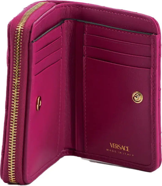 Versace Purple Nappa Leather Bifold Zip Around Wallet - Livre e Solta Fashion