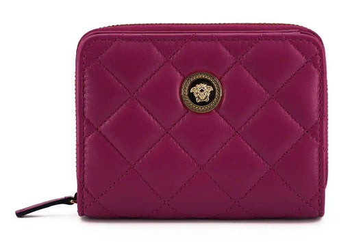 Versace Purple Nappa Leather Bifold Zip Around Wallet - Livre e Solta Fashion