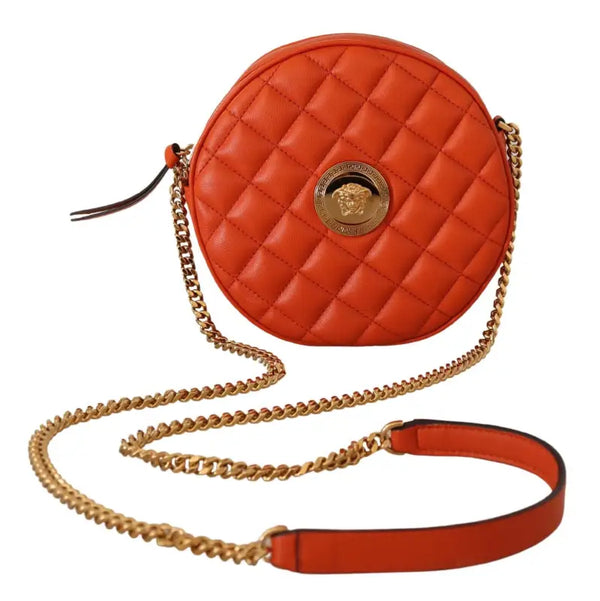 Versace Red Nappa Leather Medusa Round Crossbody Bag - Livre e Solta Fashion