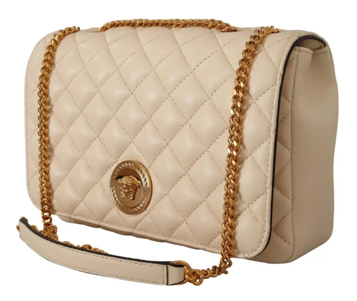 Versace White Nappa Leather Medusa Shoulder Bag - Livre e Solta Fashion