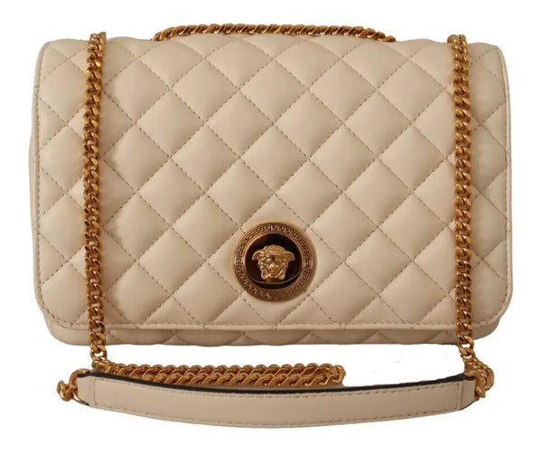 Versace White Nappa Leather Medusa Shoulder Bag - Livre e Solta Fashion