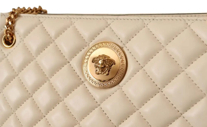 Versace White Nappa Leather Medusa Tote Bag - Livre e Solta Fashion