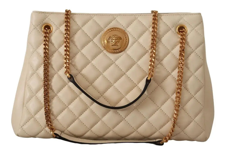 Versace White Nappa Leather Medusa Tote Bag - Livre e Solta Fashion